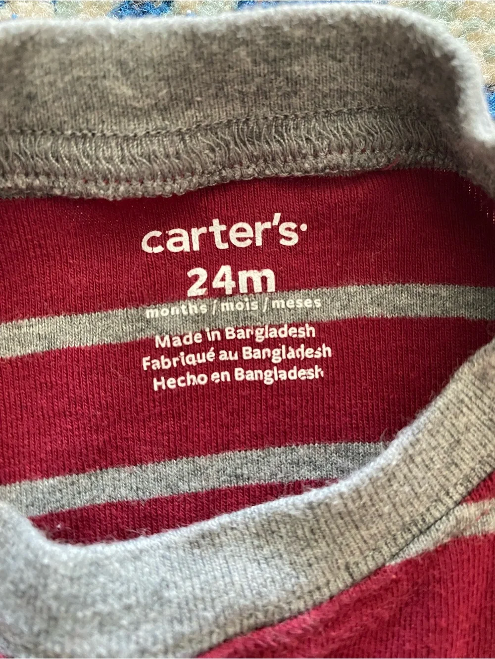 Carter's Burgundy and Gray Striped 'Happy Little Guy' Long-Sleeve One-Piece